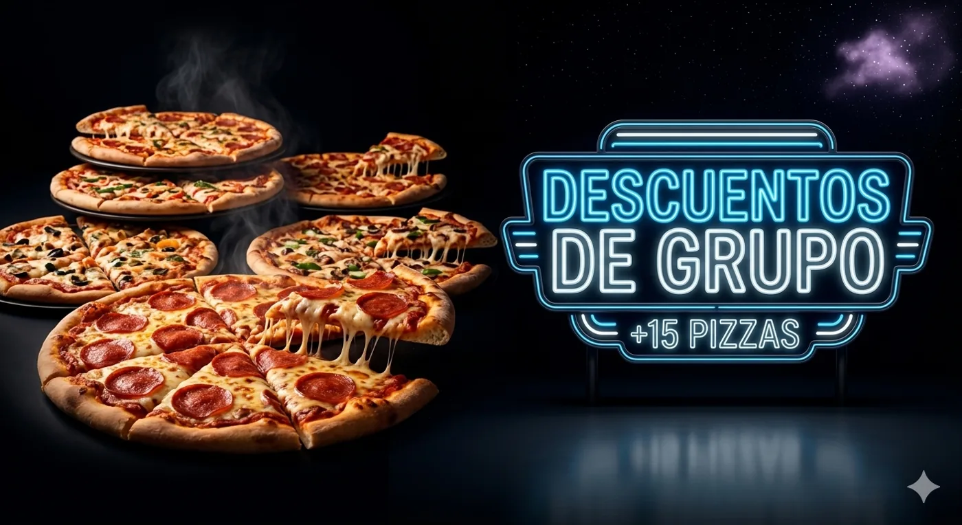 Descuentos de grupo para pedidos de más de 15 pizzas
